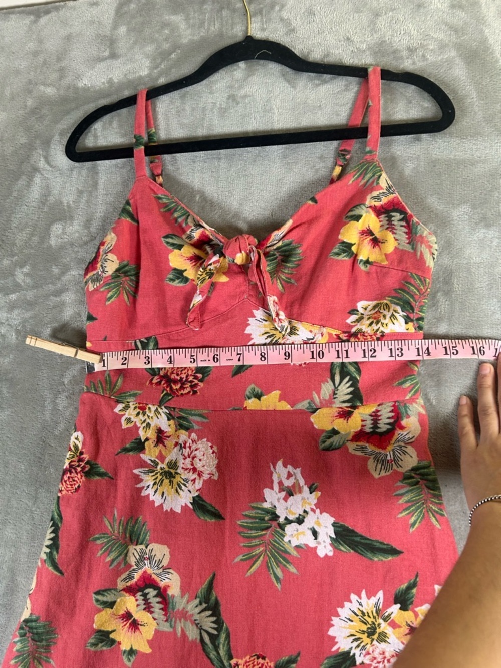 Hollister linen blend Pink Floral Tie-Front Mini Dress - Picture 9 of 12
